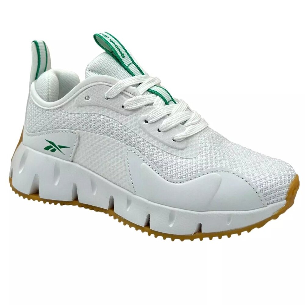 Reebok Zig Dynamica Youth Boy's Sneakers Size 2Y White/Brown Toe & Heel Bumpers - Picture 2 of 13